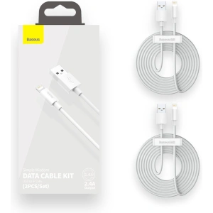 Baseus Simple Wisdom USB-A/Lightning Cable 2.4A, 1.5m (white) [2 PACK]