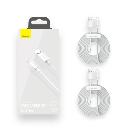 Kup Kabel Baseus Simple Wisdom USB-A/Lightning 2.4A, 1.5m (bílý) [2 PACK] - BSU4140 - {ean13} - Sklep Home Screen