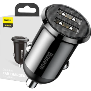 Buy Baseus Grain Pro 2x USB-A Car Charger 4.8A (black) - BSU4144 - {ean13} - Home Screen Store Europe