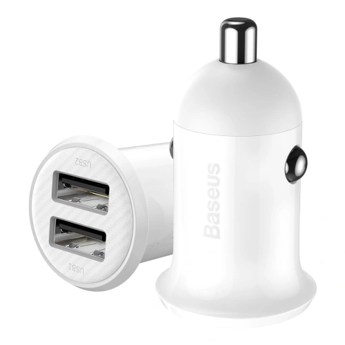 Buy Baseus Grain Pro 2x USB-A Car Charger 4.8A (white) - BSU4145 - {ean13} - Home Screen Store Europe
