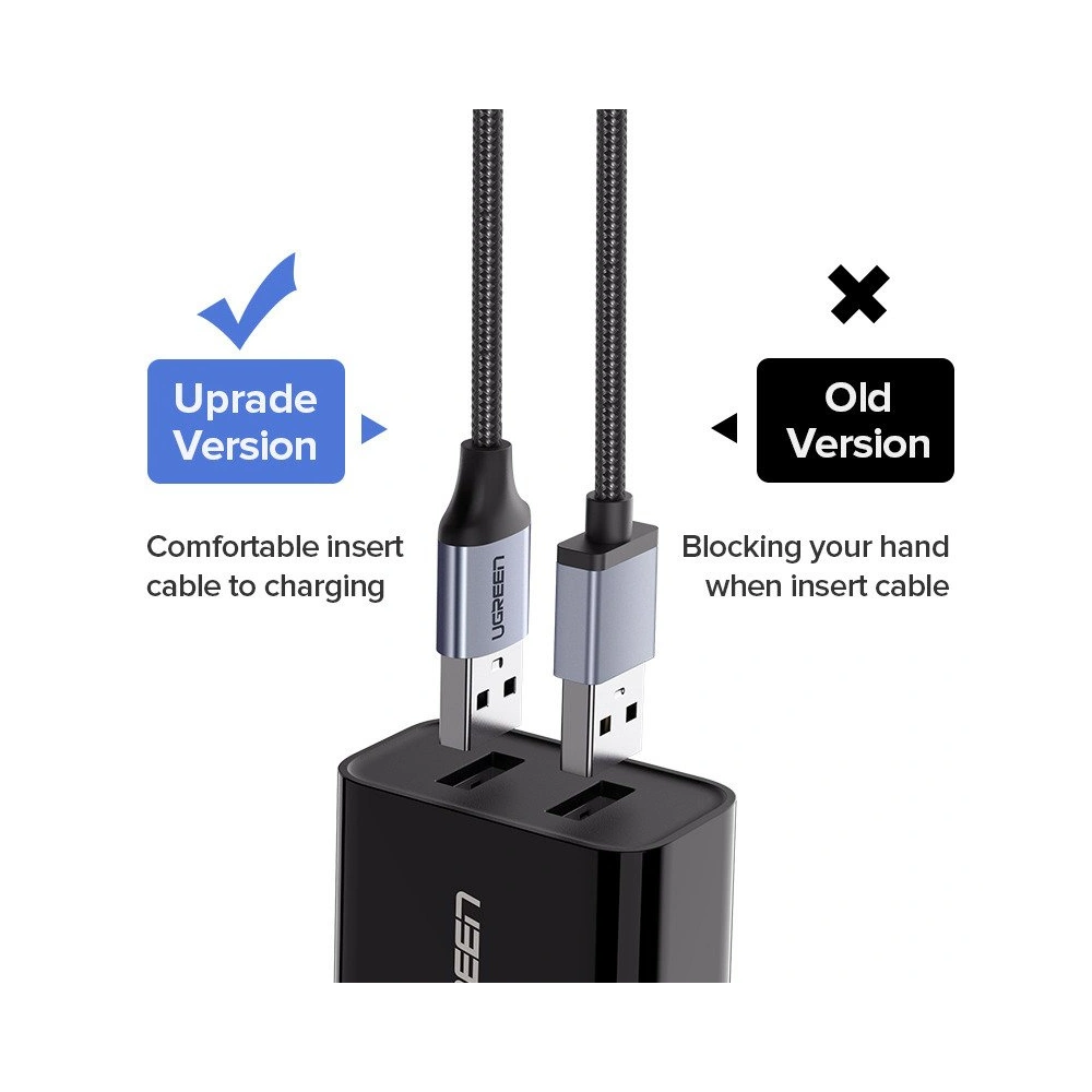 Kabel UGREEN USB-A/microUSB QC 3.0 2.4A 1.5m (czarny)