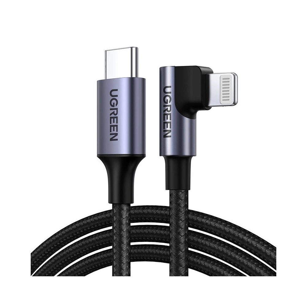 Kabel kątowy UGREEN US305 Lightning/USB-C PD 3A 1m (czarny)