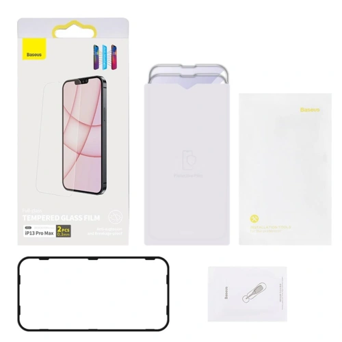 Kup Szkło hartowane z filtrem światła niebieskiego 0.3mm Baseus do iPhone 13 Pro Max [2 PACK] - BSU4154 - {ean13} - Sklep Home Screen