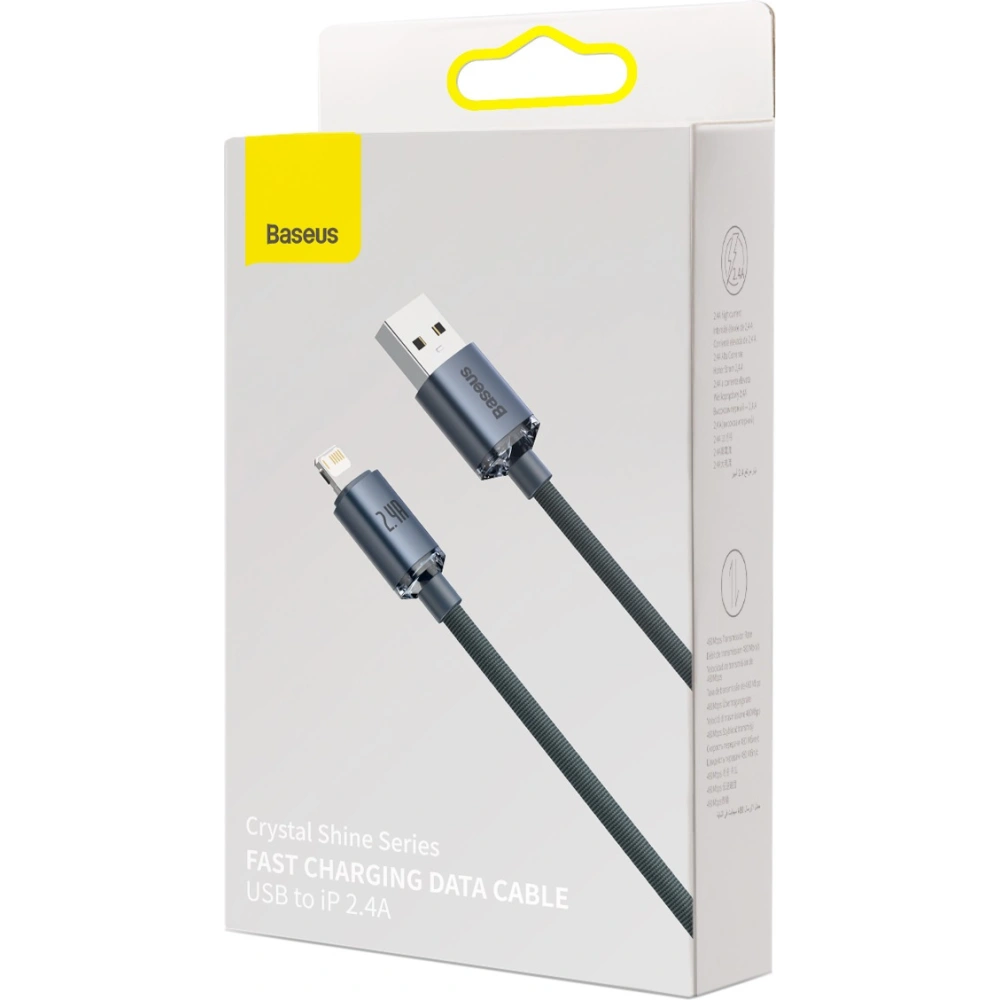 Kabel Baseus Crystal Shine USB-A/Lightning 2.4A, 2m (czarny)