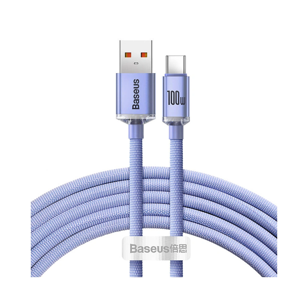 Kabel Baseus Crystal Shine USB-A/USB-C 5A, 1.2m (fioletowy)