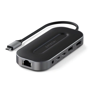 Kup Satechi Adapter Multiport Adapter USB-C (2x UBS-C, USB-A, 8K HDMI, 2.5G Ethernet, Klinkenanschluss) (spacegrau) - STH43 - {ean13} - Sklep Home Screen