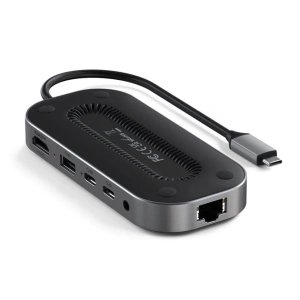 Kup Satechi Adapter Multiport Adapter USB-C (2x UBS-C, USB-A, 8K HDMI, 2.5G Ethernet, Klinkenanschluss) (spacegrau) - STH43 - {ean13} - Sklep Home Screen