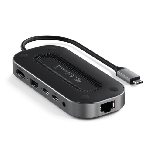 Kup Satechi Adapter Multiport Adapter USB-C (2x UBS-C, USB-A, 8K HDMI, 2.5G Ethernet, Klinkenanschluss) (spacegrau) - STH43 - {ean13} - Sklep Home Screen