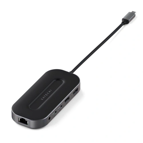 Kup Satechi Adapter Multiport Adapter USB-C (2x UBS-C, USB-A, 8K HDMI, 2.5G Ethernet, Klinkenanschluss) (spacegrau) - STH43 - {ean13} - Sklep Home Screen