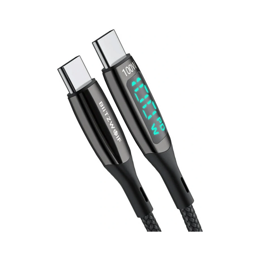Kabel BlitzWolf BW-TC23 USB-C/USB-C z wyświetlaczem, 100W, 1.8m (czarny)