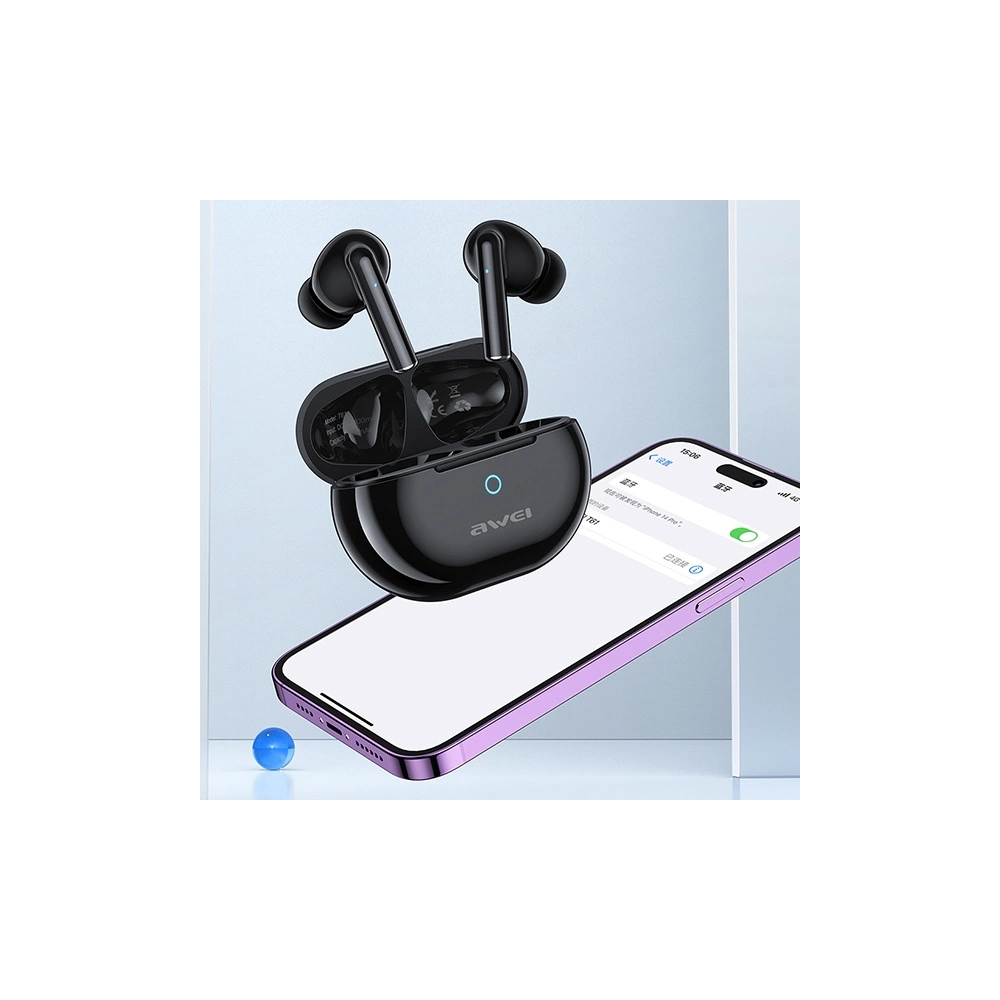 Słuchawki TWS AWEI T61 Bluetooth 5.3 + stacja dokująca czarny/black