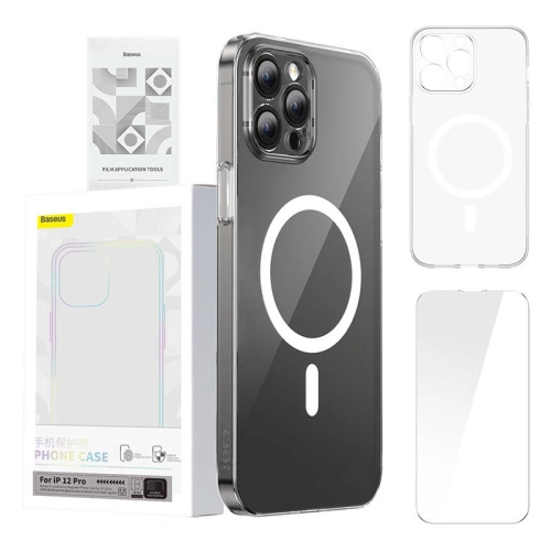 Kup Etui Baseus Magnetic Crystal Clear Apple iPhone 12 Pro (transparent) + sticlă securizată + set de curățare - BSU4174 - {ean13} - Sklep Home Screen