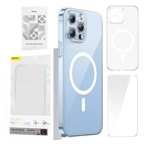 Kup Etui Baseus Magnetic Crystal Clear Apple iPhone 13 Pro (transparent) + sticlă securizată + set de curățare - BSU4175 - {ean13} - Sklep Home Screen