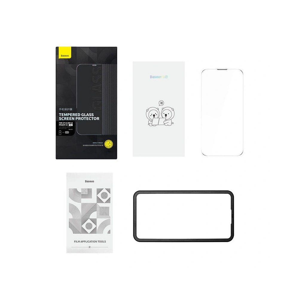 Szkło hartowane z powłoką przeciwpyłową 0.3mm Baseus Schott HD Apple iPhone 14/13/13 Pro