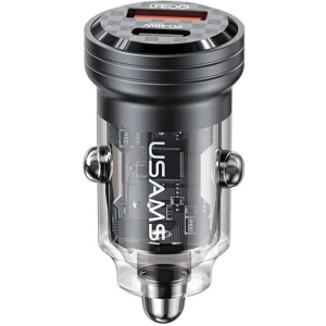 USAMS C35 autós töltő USB-A+USB-C 45W Gyors Töltés fekete (US-CC175)