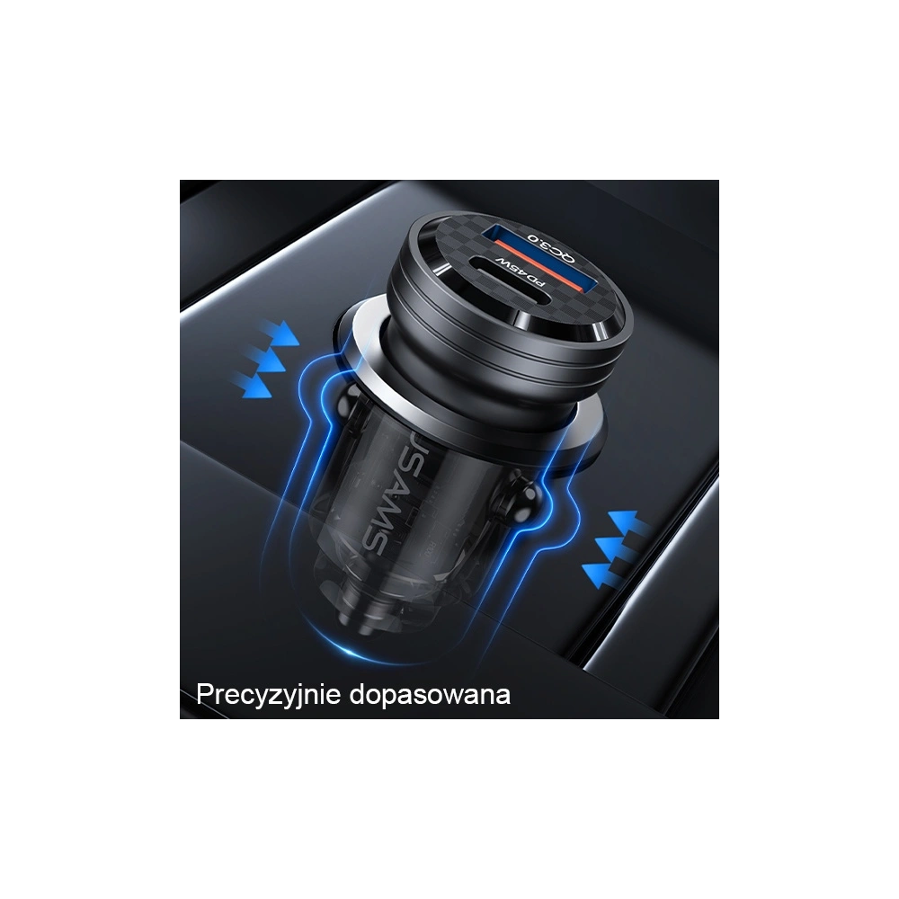 Ładowarka samochodowa USAMS C35 USB-A+USB-C 45W Fast Charge czarny/black (US-CC175)