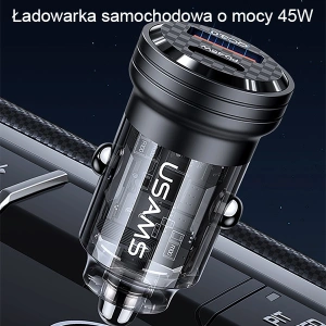 Kup Ładowarka samochodowa USAMS C35 USB-A+USB-C 45W Fast Charge fioletowy/purple (US-CC175) - USA965 - {ean13} - Sklep Home Screen