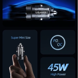 Buy USAMS C35 Car Charger USB-A+USB-C 45W Fast Charge purple (US-CC175) - USA965 - {ean13} - Home Screen Store Europe