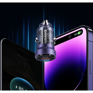 Kup Ładowarka samochodowa USAMS C35 USB-A+USB-C 45W Fast Charge fioletowy/purple (US-CC175) - USA965 - {ean13} - Sklep Home Screen