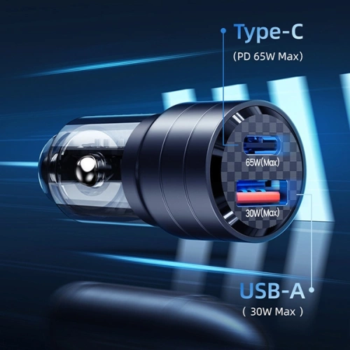 Kup Încărcător auto USAMS C36 USB-A+USB-C 95W Încărcare rapidă violet/purple (US-CC176) - USA967 - {ean13} - Sklep Home Screen