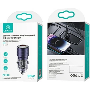 Kup Ładowarka samochodowa USAMS C36 USB-A+USB-C 95W Fast Charge fioletowy/purple (US-CC176) - USA967 - {ean13} - Sklep Home Screen