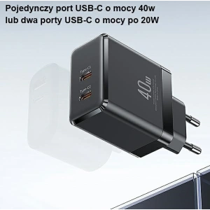 Kup USAMS 2xUSB-C T54 40W PD Fast Charging weiß/weißes Netzladegerät (US-CC172) - USA968 - {ean13} - Sklep Home Screen