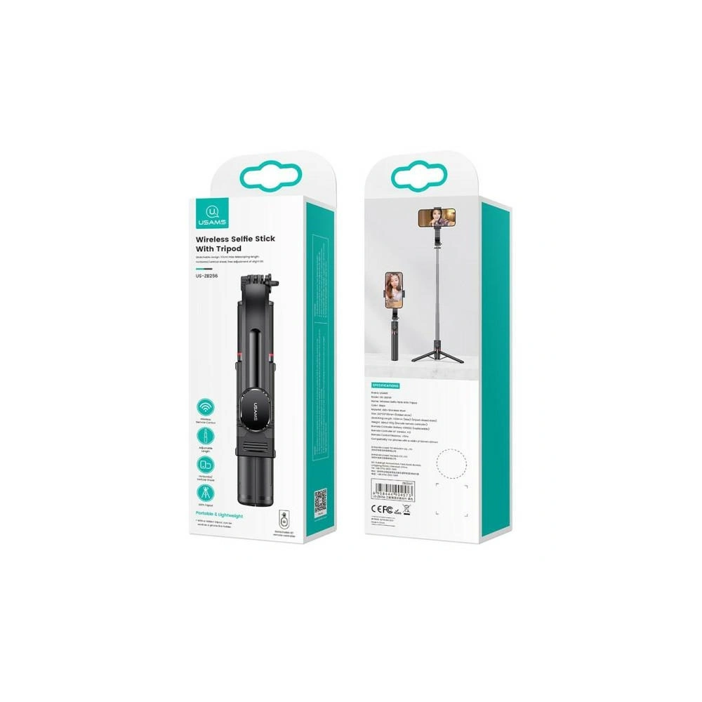 Kijek do selfie USAMS Selfie Stick Tripod czarny/black (US-ZB256)