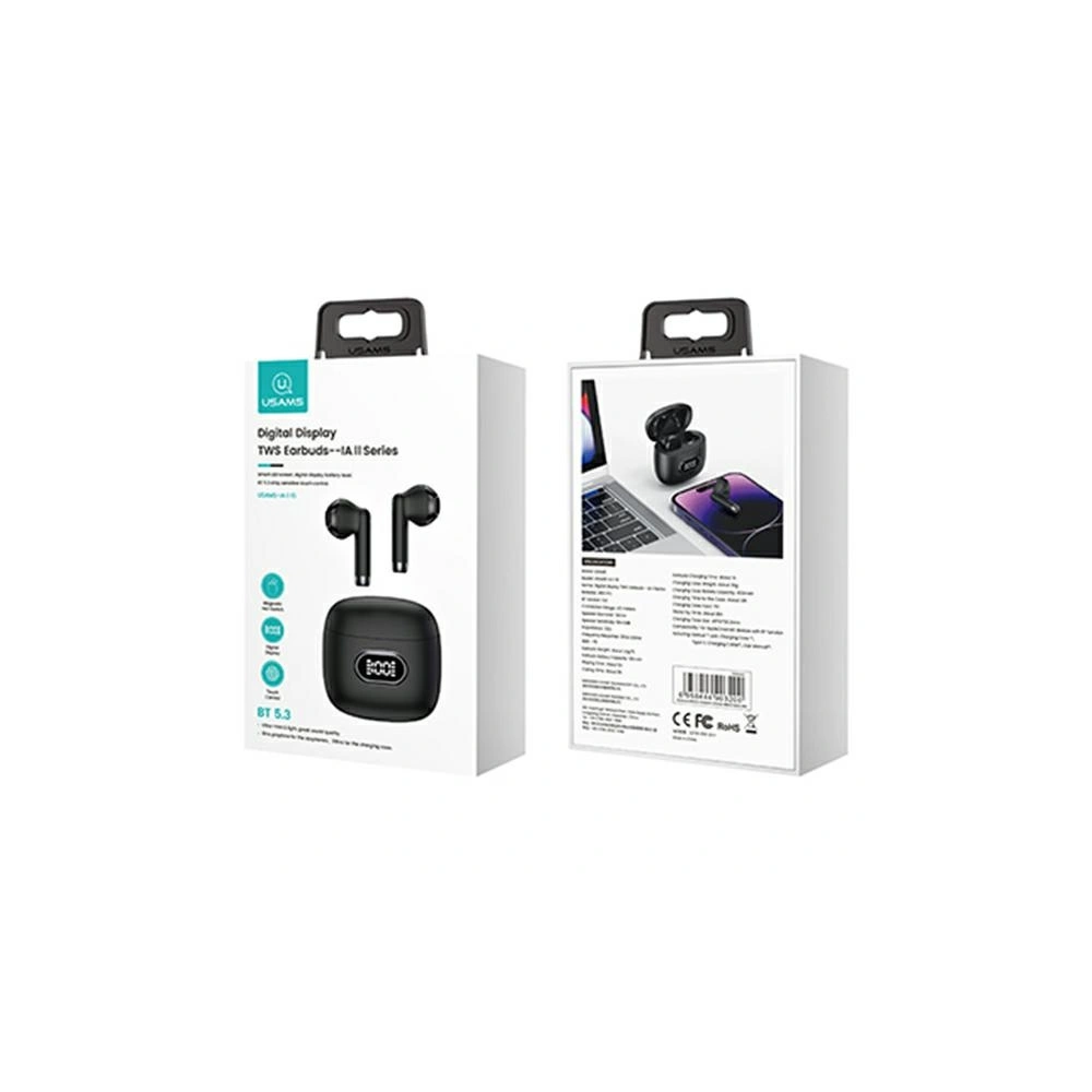 Słuchawki TWS USAMS Bluetooth 5.3 IA II series czarny/black (USAMS-IAII15)