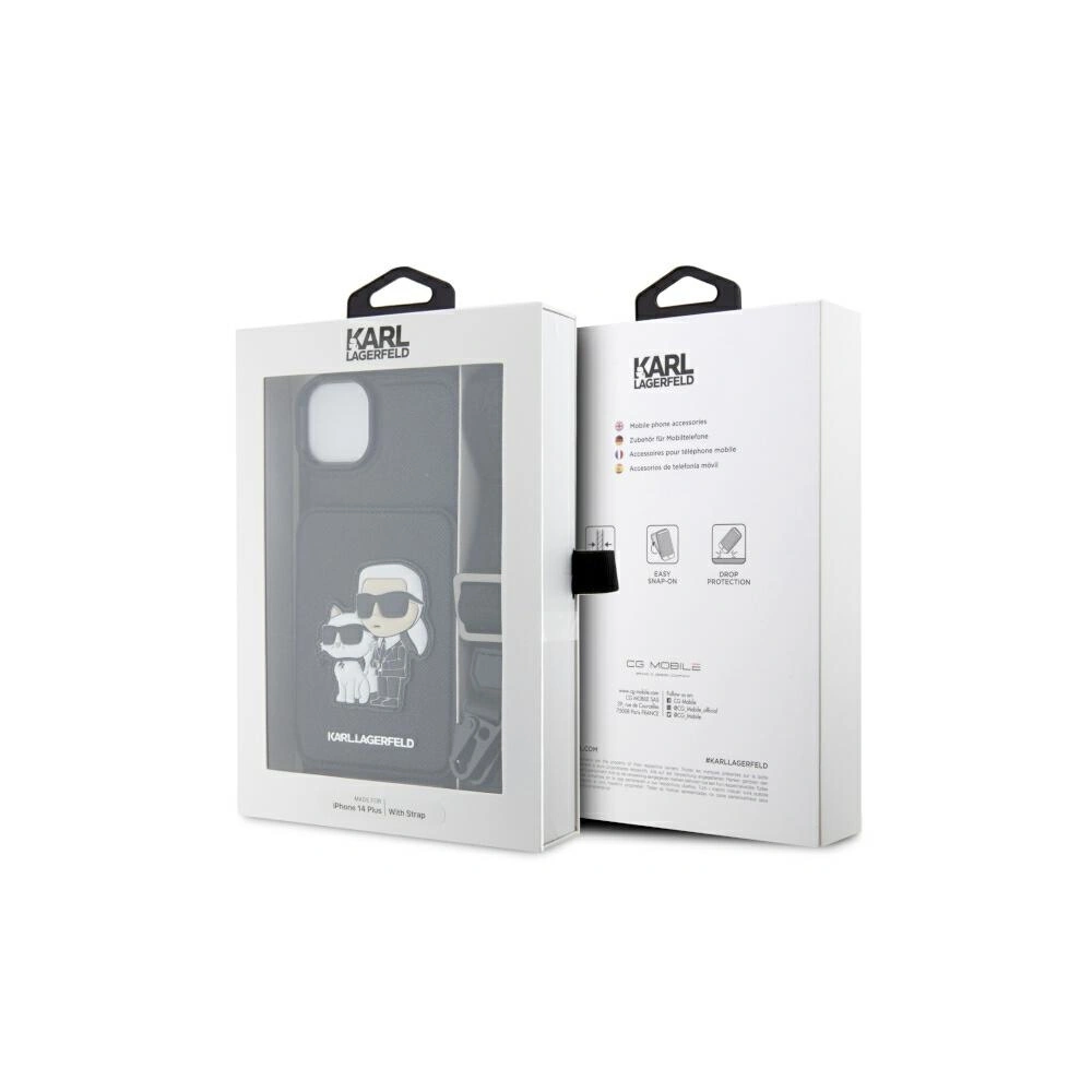 Etui Karl Lagerfeld KLHCP14MCSAKCPMK Apple iPhone 14 Plus / 15 Plus hardcase czarny/black Crossbody Saffiano Karl & Choupette