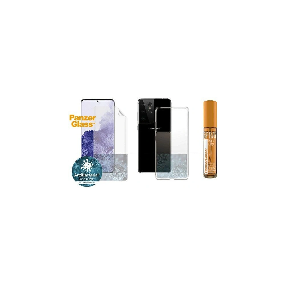Zestaw PanzerGlass Start Kit Samsung Galaxy S21 Ultra Ochrona ekranu TPU, Etui ClearCase, Spray 30ml