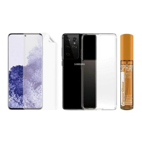 Kup Set PanzerGlass Start Kit Samsung Galaxy S21 Ultra Protecție ecran TPU, Carcasă ClearCase, Spray 30ml - PZG411 - {ean13} - Sklep Home Screen