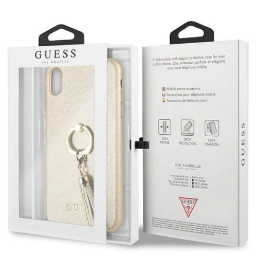 Kup Guess Apple Tasche GUHCI65RSSABE iPhone XS Max beige/beige Hartschalenetui Saffiano mit Ringständer - GUE2577 - {ean13} - Sklep Home Screen
