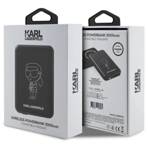 Kup Powerbank bezprzewodowy Karl Lagerfeld KLPBMKIOTTGK 5W 3000mAh czarny/black Ikonik MagSafe - KLD1574 - {ean13} - Sklep Home Screen