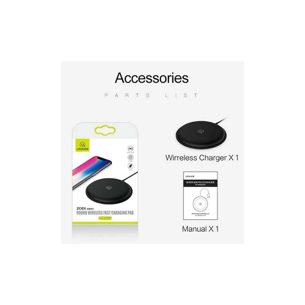 Ładowarka bezprzewodowa USAMS Fast Zodi Series czarny/black (US-CD30)