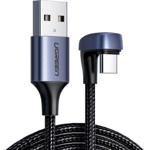 Cablu unghiular UGREEN US311 USB-A/USB-C 3A 1m (negru)