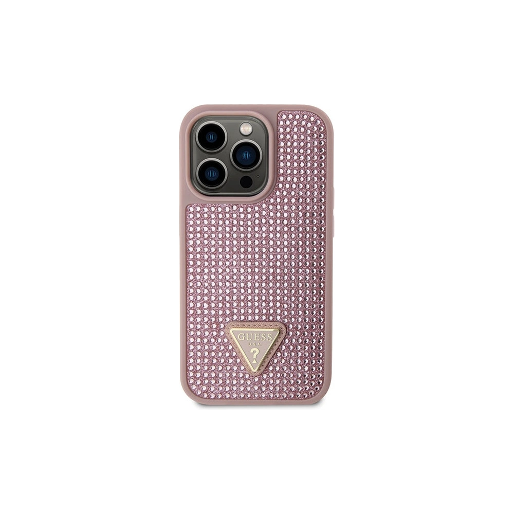 Etui Guess GUHCP14LHDGTPP Apple iPhone 14 Pro różowy/pink hardcase Rhinestone Triangle
