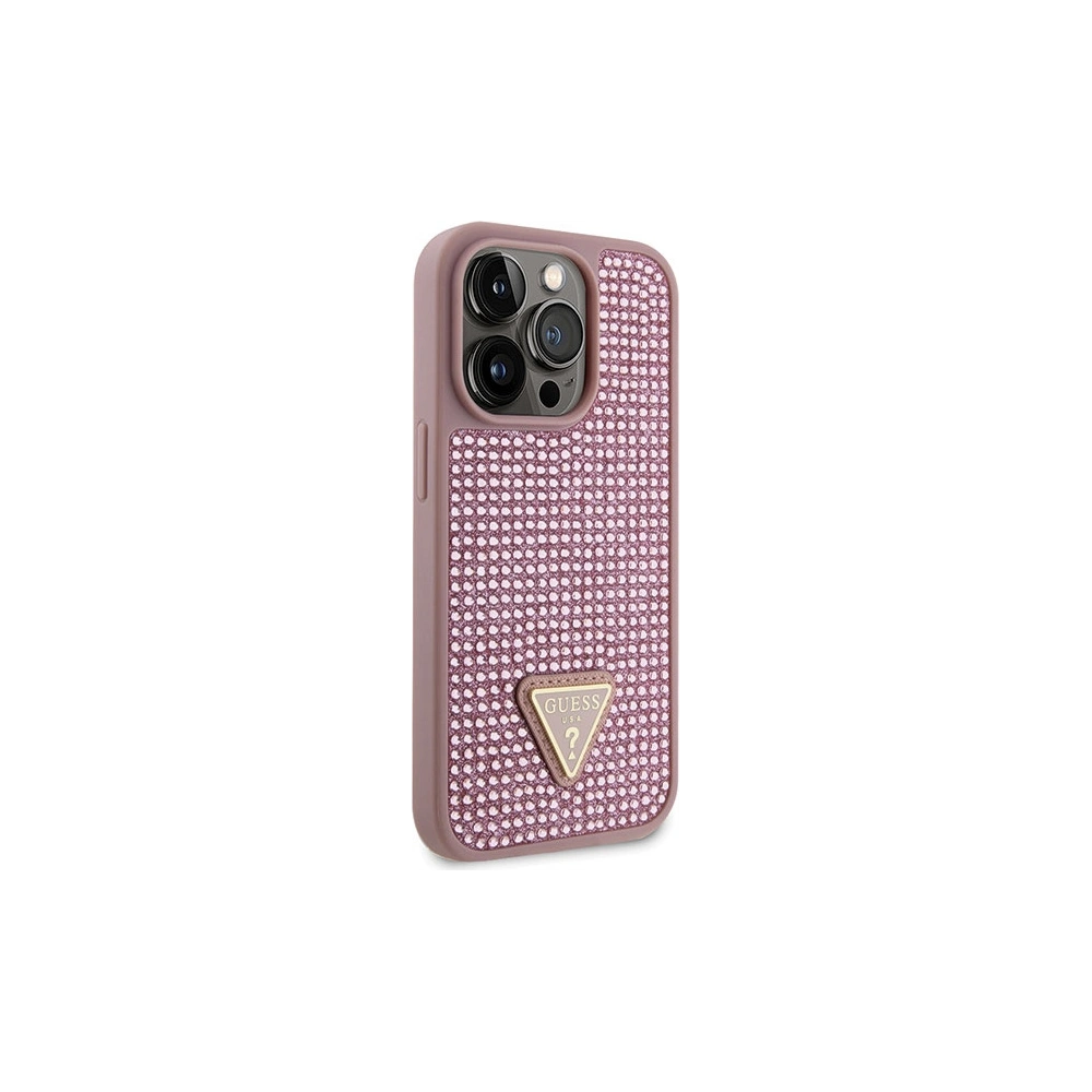 Etui Guess GUHCP14LHDGTPP Apple iPhone 14 Pro różowy/pink hardcase Rhinestone Triangle