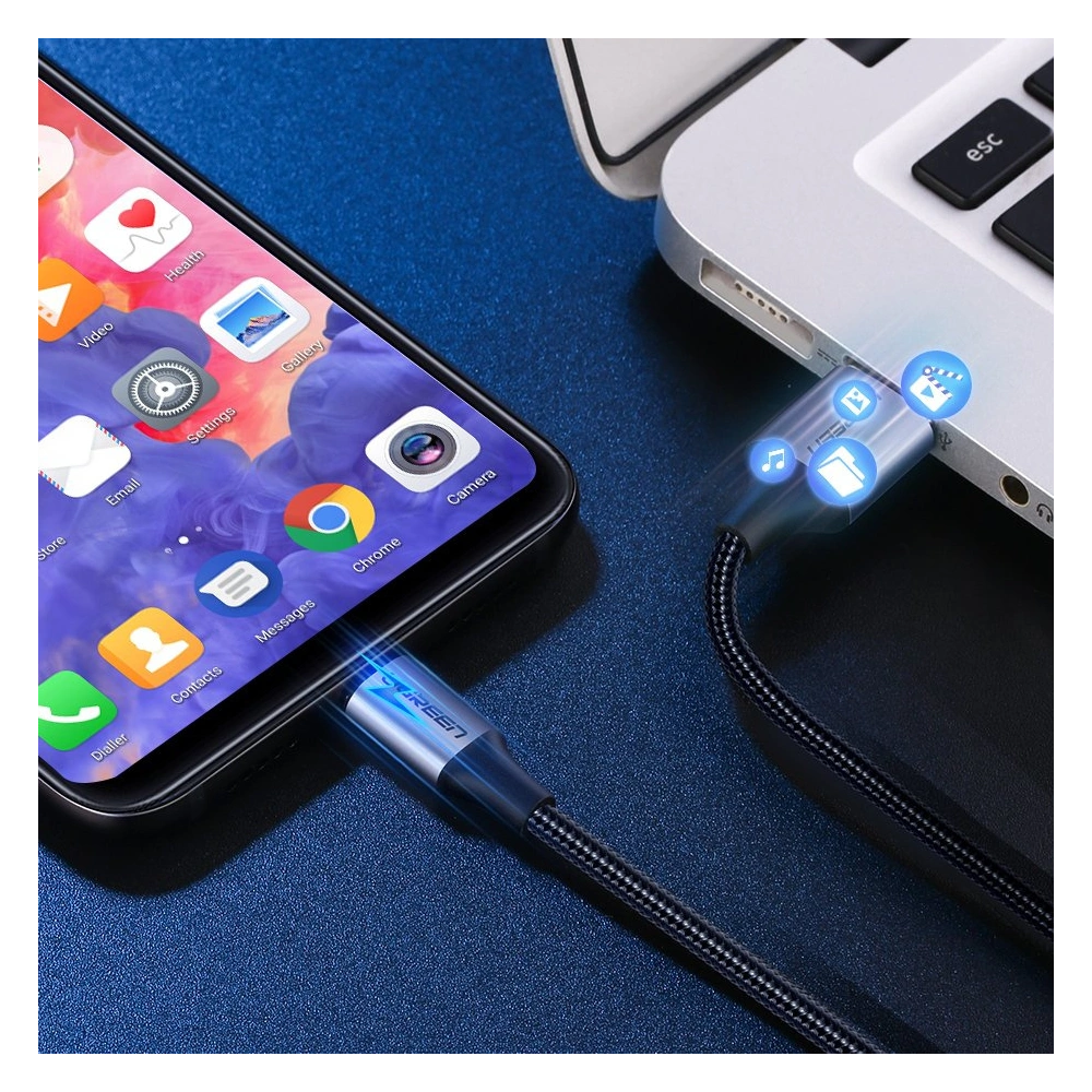 Kabel UGREEN USB-A/USB-C Quick Charge 3.0 3A 1m szary