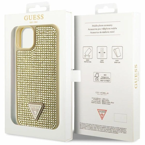 Buy Guess GUHCP14MHDGTPD Apple iPhone 14 Plus / 15 Plus gold hardcase Rhinestone Triangle - GUE2593 - {ean13} - Home Screen Store Europe