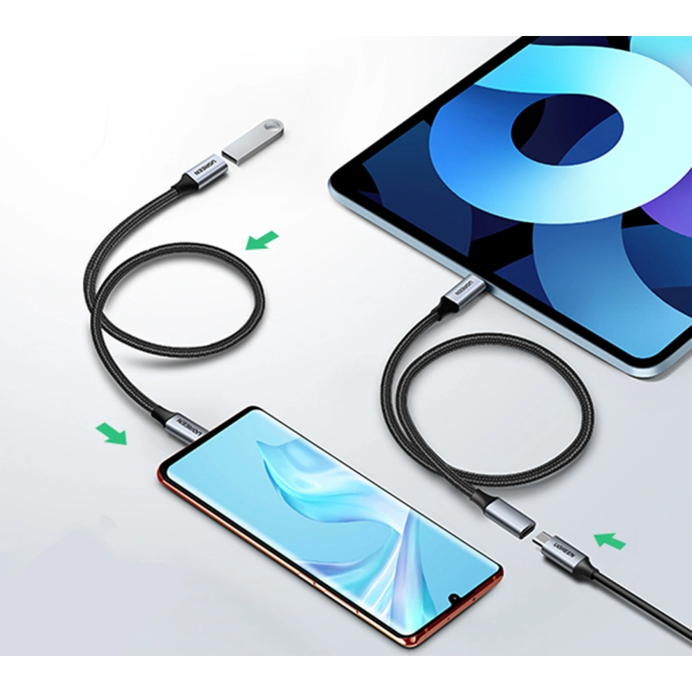 Kabel przedłużający UGREEN US372 USB-C 3.1 10Gb/s 1m szary