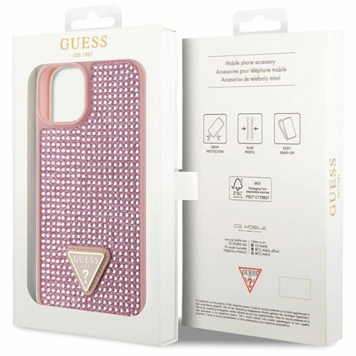 Buy Guess GUHCP14SHDGTPP Apple iPhone 14 pink hardcase Rhinestone Triangle - GUE2598 - {ean13} - Home Screen Store Europe