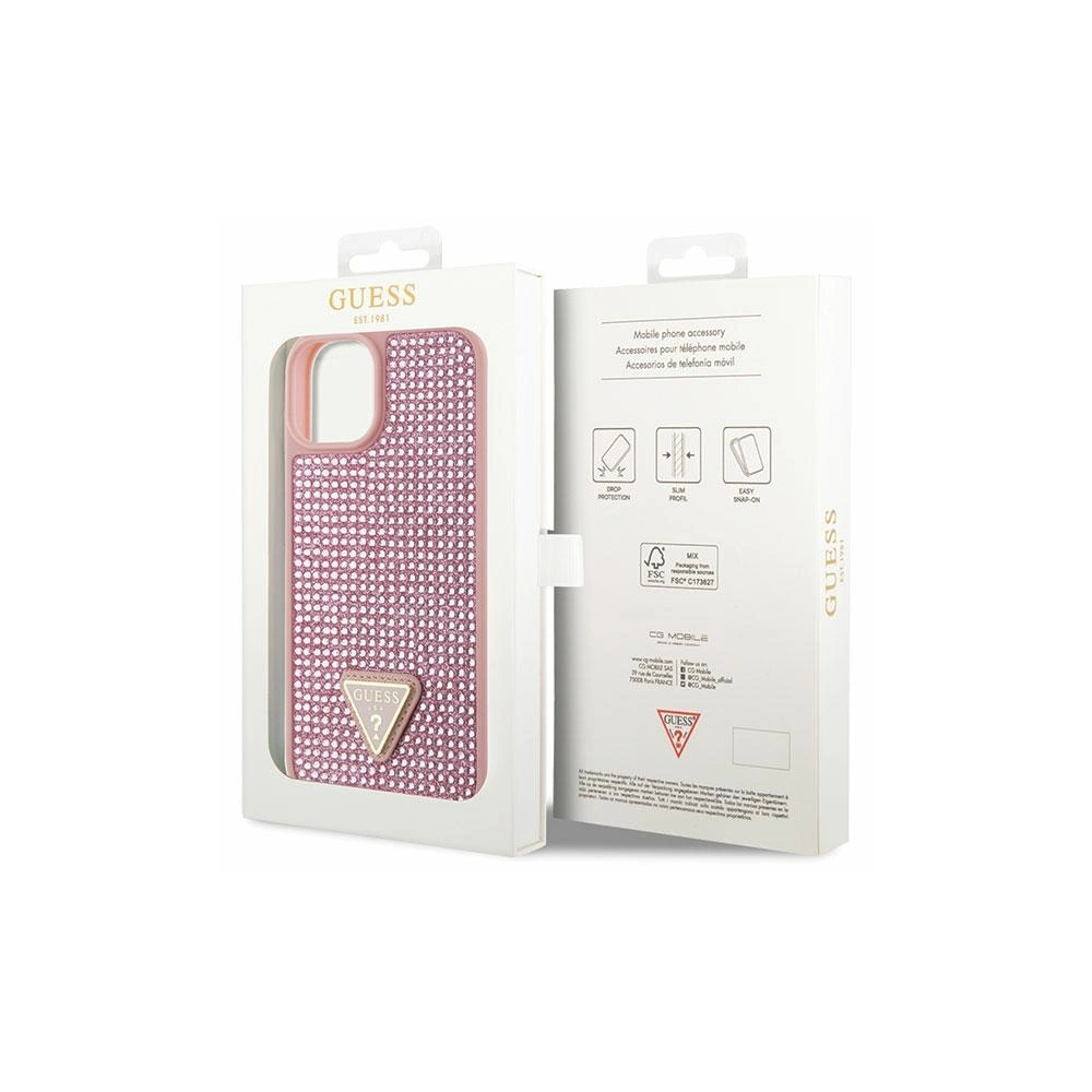 Etui Guess GUHCP14SHDGTPP Apple iPhone 14 różowy/pink hardcase Rhinestone Triangle