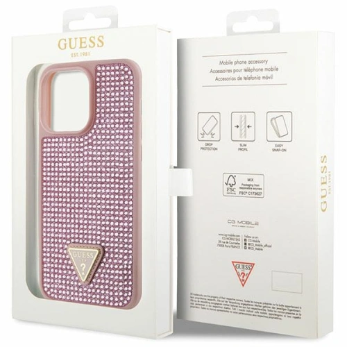 Kup Etui Guess GUHCP14XHDGTPP Apple iPhone 14 Pro Max rózsaszín/pink kemény tok Rhinestone Triangle - GUE2601 - {ean13} - Sklep Home Screen