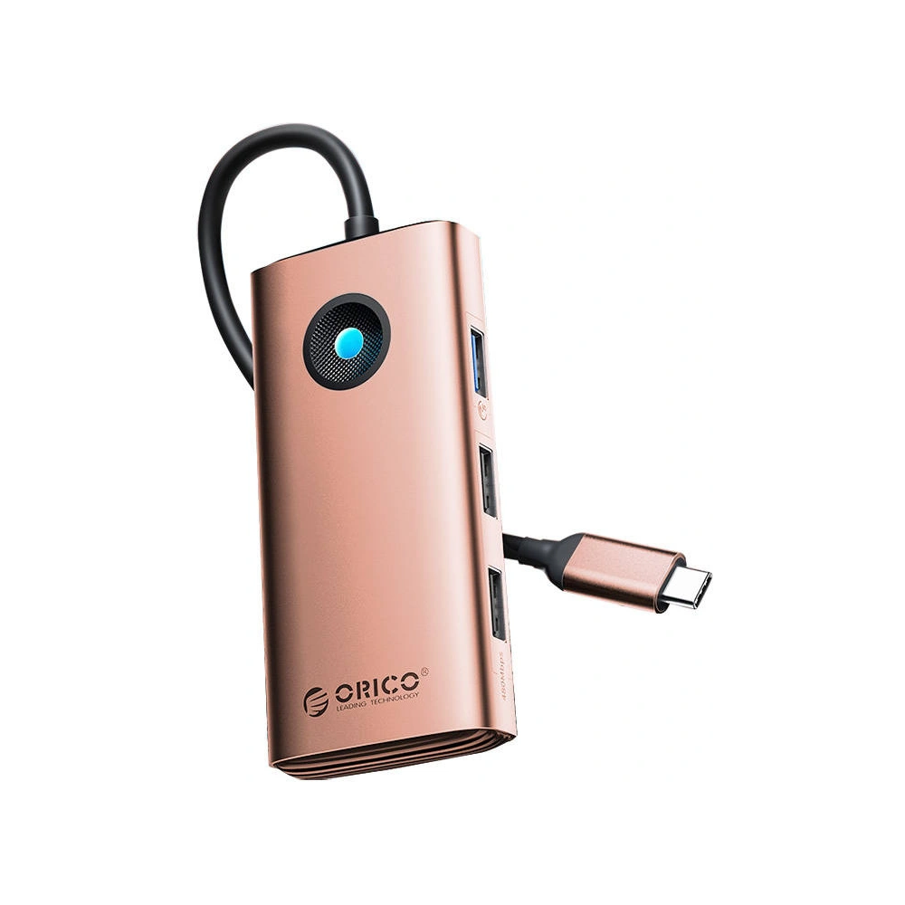 Stacja dokująca Orico HUB 6w1 USB-C, HDMI, 3xUSB (różowe złoto)