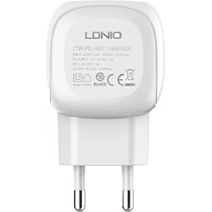 Buy LDNIO A1206C Wall Charger, USB-C, 27W + USB-C/USB-C Cable (white) - LDN452 - {ean13} - Home Screen Store Europe