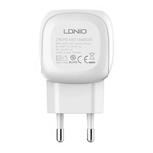 Buy LDNIO A1206C Wall Charger, USB-C, 27W + USB-C/USB-C Cable (white) - LDN452 - {ean13} - Home Screen Store Europe