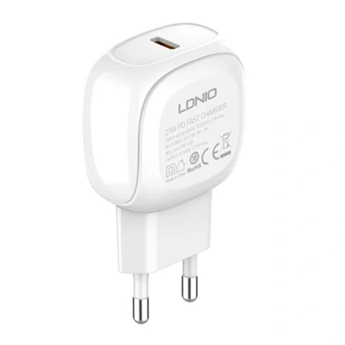 Buy LDNIO A1206C Wall Charger, USB-C, 27W + USB-C/USB-C Cable (white) - LDN452 - {ean13} - Home Screen Store Europe