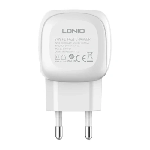 Buy LDNIO A1206C Wall Charger, USB-C, 27W + USB-C/Lightning Cable (white) - LDN453 - {ean13} - Home Screen Store Europe