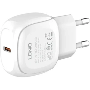 Buy LDNIO A1206C Wall Charger, USB-C, 27W + USB-C/Lightning Cable (white) - LDN453 - {ean13} - Home Screen Store Europe