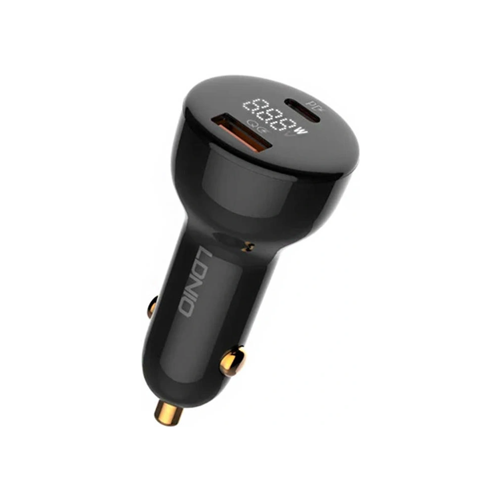 Ładowarka samochodowa LDNIO C101, USB + USB-C, 100W + kabel USB-A/microUSB (czarna)